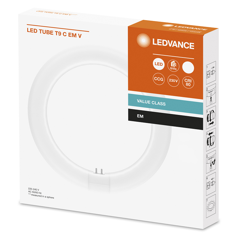Лампа светодиодная кольцевая T9 LED 11W/6500K (=22W) G10Q D212 230V/ЭМПРА | VALUE CLASS | - LEDVANCE