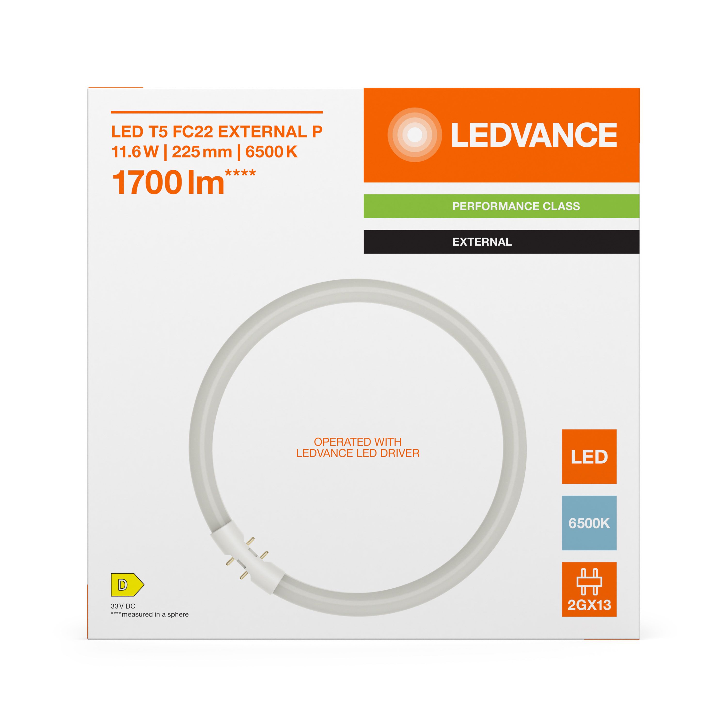 Лампа светодиодная кольцевая 11.6W/6500K 2GX13 | PERFORMANCE CLASS | - LEDVANCE