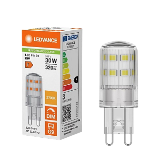 Лампа светодиодная 3W/2700K (=30W) G9 230V DIM | LED PIN 320Lm d18x49 | - LEDVANCE