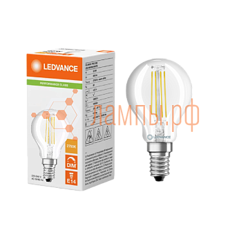 Лампа светодиодная филаментная 4.8W/2700K (=40W) E14 DIM | Шарик | PERFORMANCE CLASS | - LEDVANCE