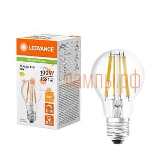 Лампа светодиодная филаментная 11W/2700K (=100W) E27 DIM | PERFORMANCE CLASS | Груша | - LEDVANCE